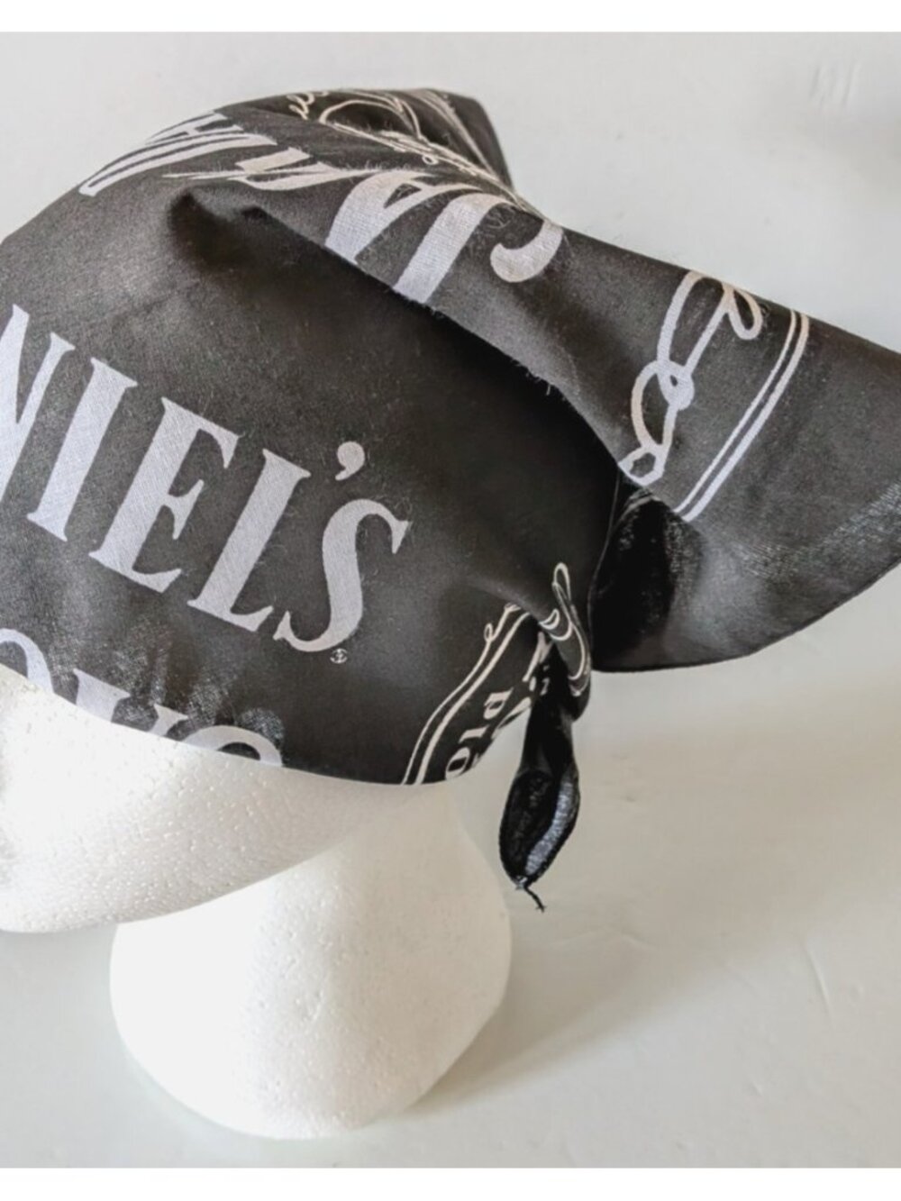Jack Daniel's Old No.7 Brand Bandana Neck Tie Scarf Black Square Cotton 21*21 In